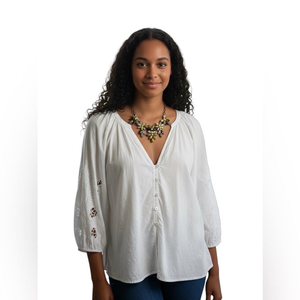 Cleobella organic cotton, coastal core, boho chic, bohemian, puffy sleeve shirt